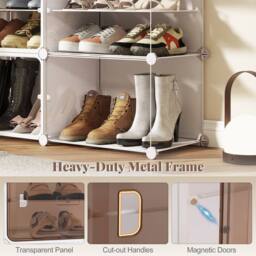 Gymax 10-Tier Plastic Shoe Cabinet 40 Pair Shoe Rack With Removable Shelves in White - thumbnail 5