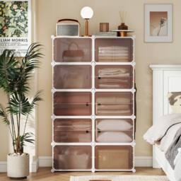 Gymax 10-Tier Plastic Shoe Cabinet 40 Pair Shoe Rack With Removable Shelves in White - thumbnail 9