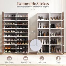 Gymax 10-Tier Plastic Shoe Cabinet 40 Pair Shoe Rack With Removable Shelves in White - thumbnail 4