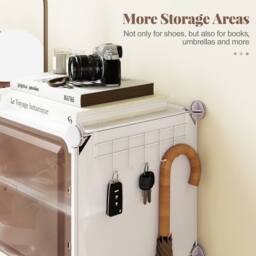Gymax 10-Tier Plastic Shoe Cabinet 40 Pair Shoe Rack With Removable Shelves in White - thumbnail 6