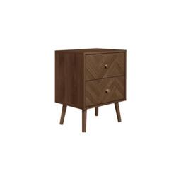 Birlea 2 Drawer Walnut Bedside Herringford Chevron Parquet in Brown - thumbnail 4