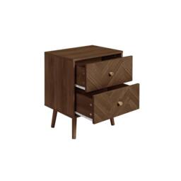 Birlea 2 Drawer Walnut Bedside Herringford Chevron Parquet in Brown - thumbnail 5