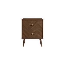 Birlea 2 Drawer Walnut Bedside Herringford Chevron Parquet in Brown - thumbnail 6