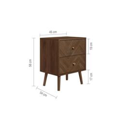 Birlea 2 Drawer Walnut Bedside Herringford Chevron Parquet in Brown - thumbnail 8