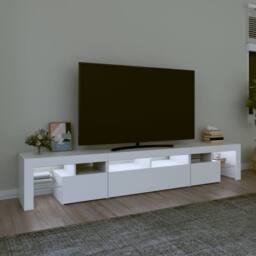 Berkfield Home TV Cabinet with LED Lights White 230x36.5x40 cm - thumbnail 3