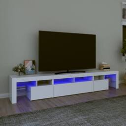 Berkfield Home TV Cabinet with LED Lights White 230x36.5x40 cm - thumbnail 2