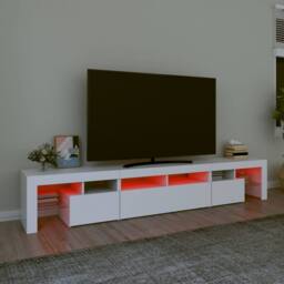 Berkfield Home TV Cabinet with LED Lights White 230x36.5x40 cm - thumbnail 5