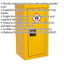 Loops Hazardous Substance Cabinet - 350 x 300 x 705mm - Single Door - 2 Point Key Lock - thumbnail 2