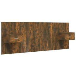 Berkfield Home Bed Headboard with Cabinets Smoked Oak Engineered Wood in Brown - thumbnail 2