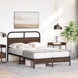 Berkfield Home Bed Frame without Mattress 120x190 cm Small Double Brown Oak Engineered Wood - thumbnail 4