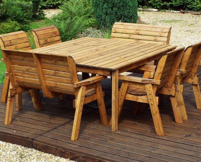 Charles Taylor Trading Eight Seater Square Table Set (with chairs & benches) in Brown