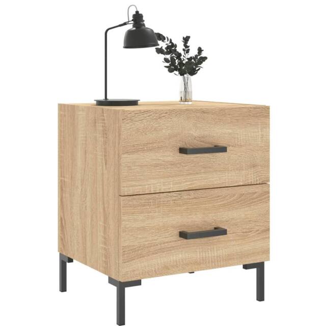 Berkfield Home Modern Bedside Cabinet Sonoma Oak 40x35x47.5 cm Engineered Wood in Light Tan - image 1