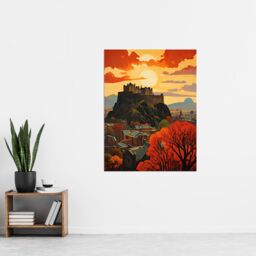 "Artery8 Edinburgh Castle Oil Painting Twilight In Autumn Cityscape Extra Large XL Unframed Wall Art Poster Print - Size: W24"" x H32""" - thumbnail 4