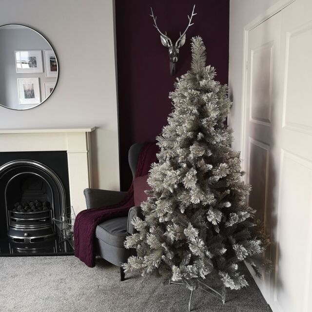 Samuel Alexander 6ft (180cm) Premier Snow Fir Grey PVC Christmas Tree with 587 Cashmere Tips - image 1