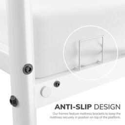 House of Home Single Metal Bed Extra Strong Frame Adult Childs Bedroom White Easy Assembly - thumbnail 7