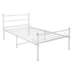 House of Home Single Metal Bed Extra Strong Frame Adult Childs Bedroom White Easy Assembly - thumbnail 4