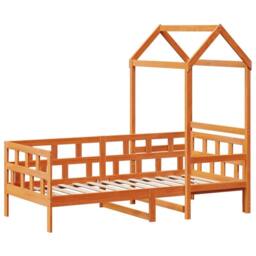 Berkfield Home Day Bed with Roof without Mattress Wax Brown 80x200 cm Solid Wood - thumbnail 3