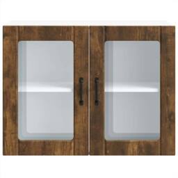 Berkfield Home Kitchen Wall Cabinet with Glass Door Lucca Smoked Oak Engineered Wood in Brown - thumbnail 6