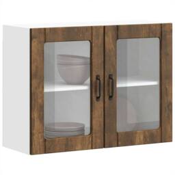 Berkfield Home Kitchen Wall Cabinet with Glass Door Lucca Smoked Oak Engineered Wood in Brown - thumbnail 5