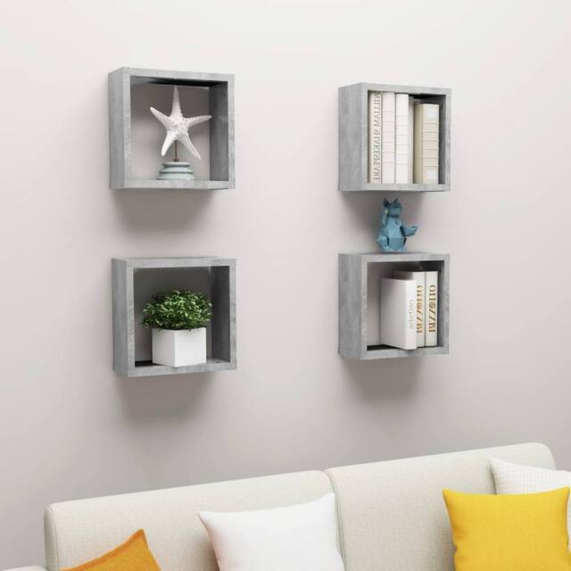Berkfield Home Wall Cube Shelves 4 pcs Concrete Grey 30x15x30 cm - Size: 30 x 15 x 30 cm - image 1