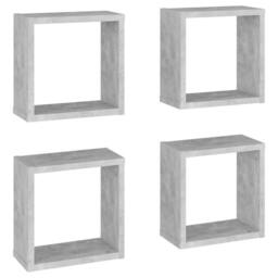 Berkfield Home Wall Cube Shelves 4 pcs Concrete Grey 30x15x30 cm - Size: 30 x 15 x 30 cm - thumbnail 2