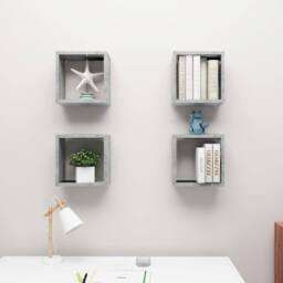 Berkfield Home Wall Cube Shelves 4 pcs Concrete Grey 30x15x30 cm - Size: 30 x 15 x 30 cm - thumbnail 3