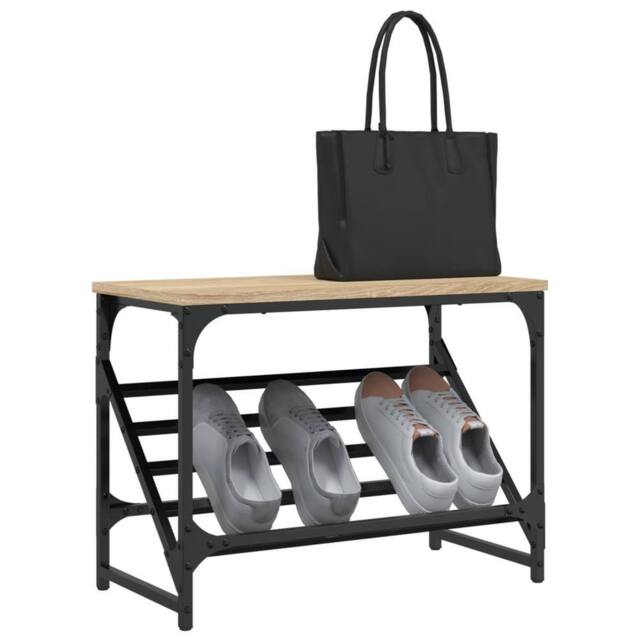 Berkfield Home Shoe Rack Sonoma Oak 60x30x45 cm Engineered Wood in Brown - Size: 60 x 30 x 45 cm - image 1