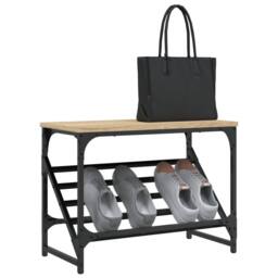 Berkfield Home Shoe Rack Sonoma Oak 60x30x45 cm Engineered Wood in Brown - Size: 60 x 30 x 45 cm - thumbnail 1