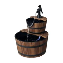 NESTLUNE Wooden Water Pump Fountain 2 Tier Cascading Feature in Brown - Size: 100 cm x 15 cm - thumbnail 1