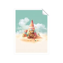 "Warren Reed - Designer A Bear On A Beach Holiday Unframed Art Print - Size: W8"" x H10""" - thumbnail 2
