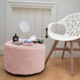 rucomfy Beanbags rucomfy Velvet Pouffe - Indoor Bean Bag Footstool in Pale Pink - thumbnail 2