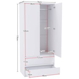 Home Discount Vida Designs Denver Bedroom Set (2 Dr Bedside, 5 Dr Chest, Wardrobe) in White - thumbnail 4