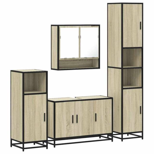Berkfield Home 4¬†Piece Bathroom Furniture Set¬†Sonoma Oak Engineered Wood in Tan - image 1