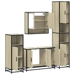 Berkfield Home 4¬†Piece Bathroom Furniture Set¬†Sonoma Oak Engineered Wood in Tan - thumbnail 6