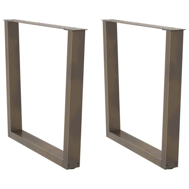 Berkfield Home Dining Table Legs V-Shape 2 pcs Natural Steel 90x(72-73.3) cm Steel in Brown - image 1