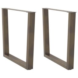Berkfield Home Dining Table Legs V-Shape 2 pcs Natural Steel 90x(72-73.3) cm Steel in Brown - thumbnail 1