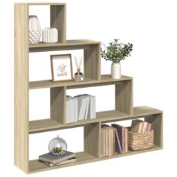 Berkfield Home Room Divider Bookcase 4-Tier Sonoma Oak 143.5x29x143.5 cm Engineered Wood in Brown - thumbnail 1