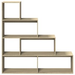 Berkfield Home Room Divider Bookcase 4-Tier Sonoma Oak 143.5x29x143.5 cm Engineered Wood in Brown - thumbnail 5