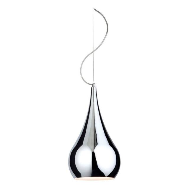 Netlighting Jasmin 1 Light Dome Ceiling Pendant Chrome E27 in Silver