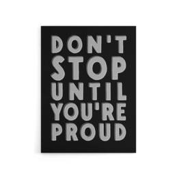 "Artery8 Don't Stop Until You Are Proud Bold Motivational Canvas Wall Art Print in Black - Size: W24"" x H32""" - thumbnail 1