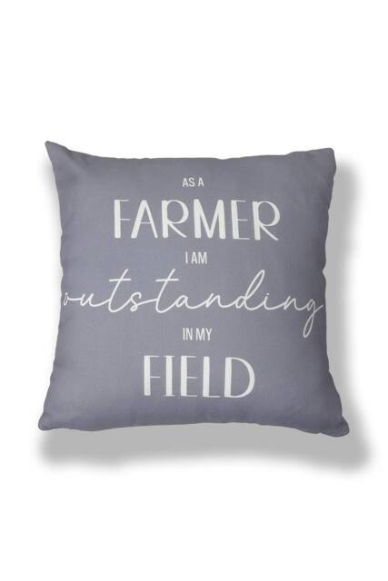 Martex Filled Polyester Cushion - 45 x 45cm - As a farmer I'm outstanding in Grey - Size: 45 cm x 45 cm