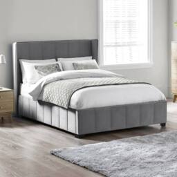 Cheshire Mountain Grey Velvet Upholstered King Bed - King (150cm) - thumbnail 3