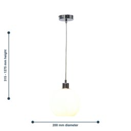 First Choice Lighting Set of 2 Betchley - White Ribbed Glass Globe with Chrome Pendants - thumbnail 8