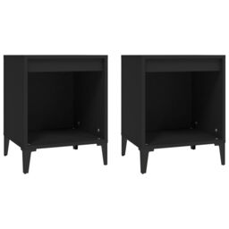 Berkfield Home Bedside Cabinets 2 pcs Black 40x35x50 cm - Size: 40 x 35 x 50 cm - thumbnail 2
