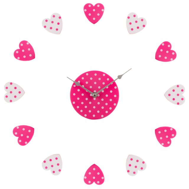 Orsina Heart Plastic DIY Wall Clock in Pink - image 1