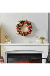 Living and Home D30cm Ribbon Lighted Wreath Hanging Christmas Decor in Red - thumbnail 2