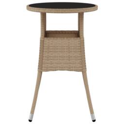 Berkfield Home Garden Table Ã˜60x75 cm Tempered Glass & Poly Rattan Beige - Size: 60x75 cm