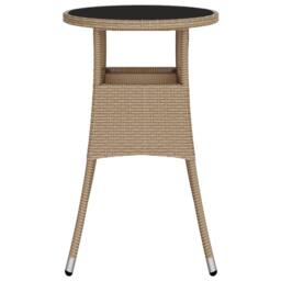 Berkfield Home Garden Table Ã˜60x75 cm Tempered Glass & Poly Rattan Beige - Size: 60x75 cm - thumbnail 4