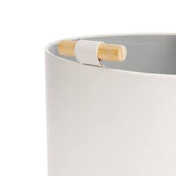 Wyld and Coco 3-Piece Off-White Faux Leather Storage Baskets With Handles in White - thumbnail 8