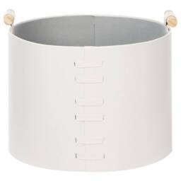 Wyld and Coco 3-Piece Off-White Faux Leather Storage Baskets With Handles in White - thumbnail 6
